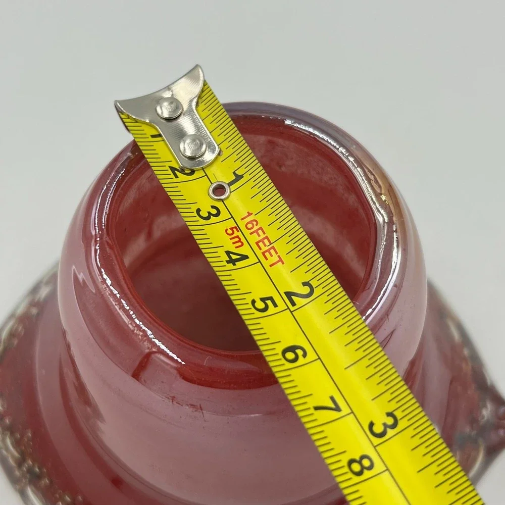 Vintage Pier 1 Hand Blown Art Glass Vase Red Controlled‎ Bubble Romania 5.25